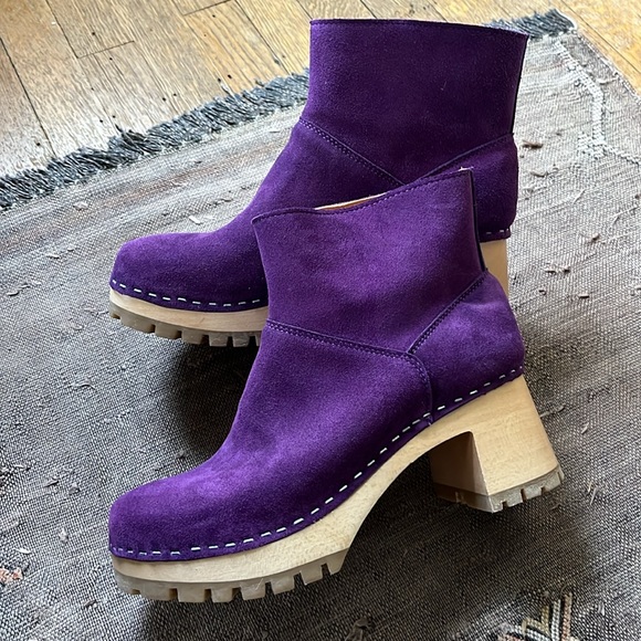 Purple suede Swedish Hasbeens booties 38 8 - Picture 3 of 9